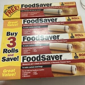 Custom Sized Bags FoodSaver Sealer Roll 11" Wide X 18' 4 Pack NEW Old Stock